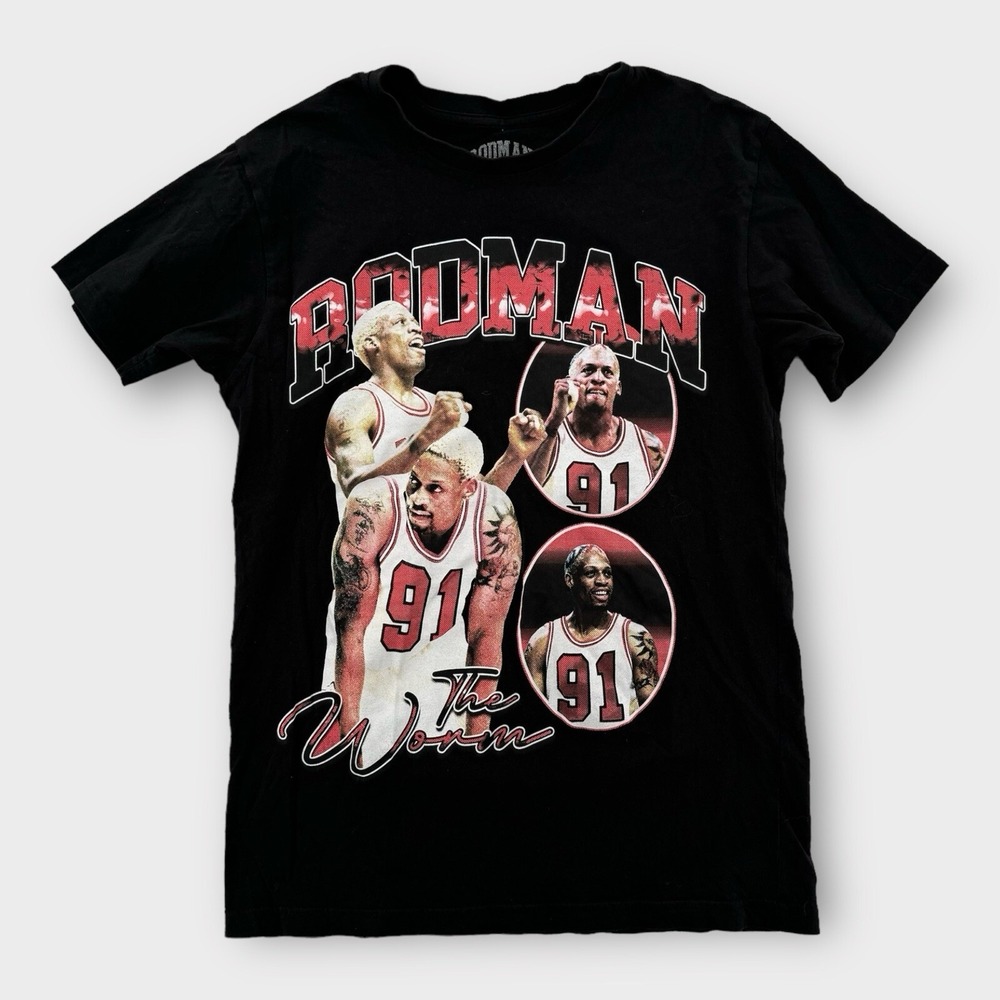 Dennis Rodman Chicago Bulls The Worm Shirt Mens Medium Black Graphic Tee‎